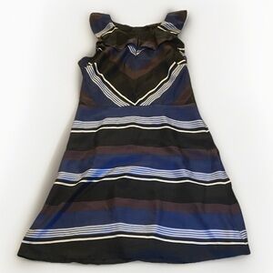 100% Silk Banana Republic Navy, Black, Brown, and White Sleeveless Dress